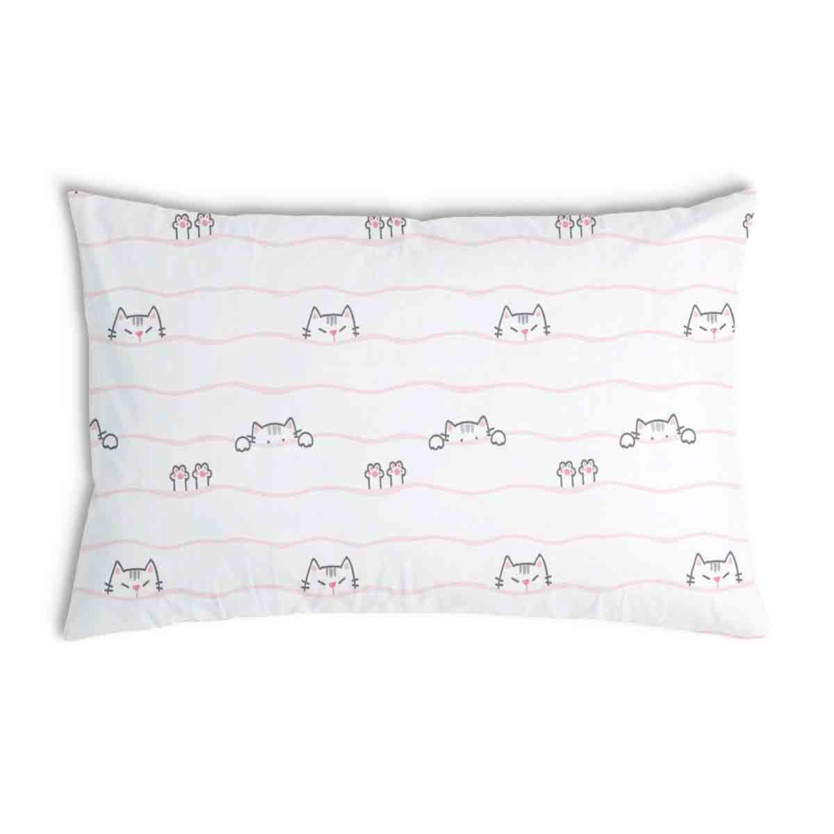 Cuscino sanitario bianco con piccoli gatti