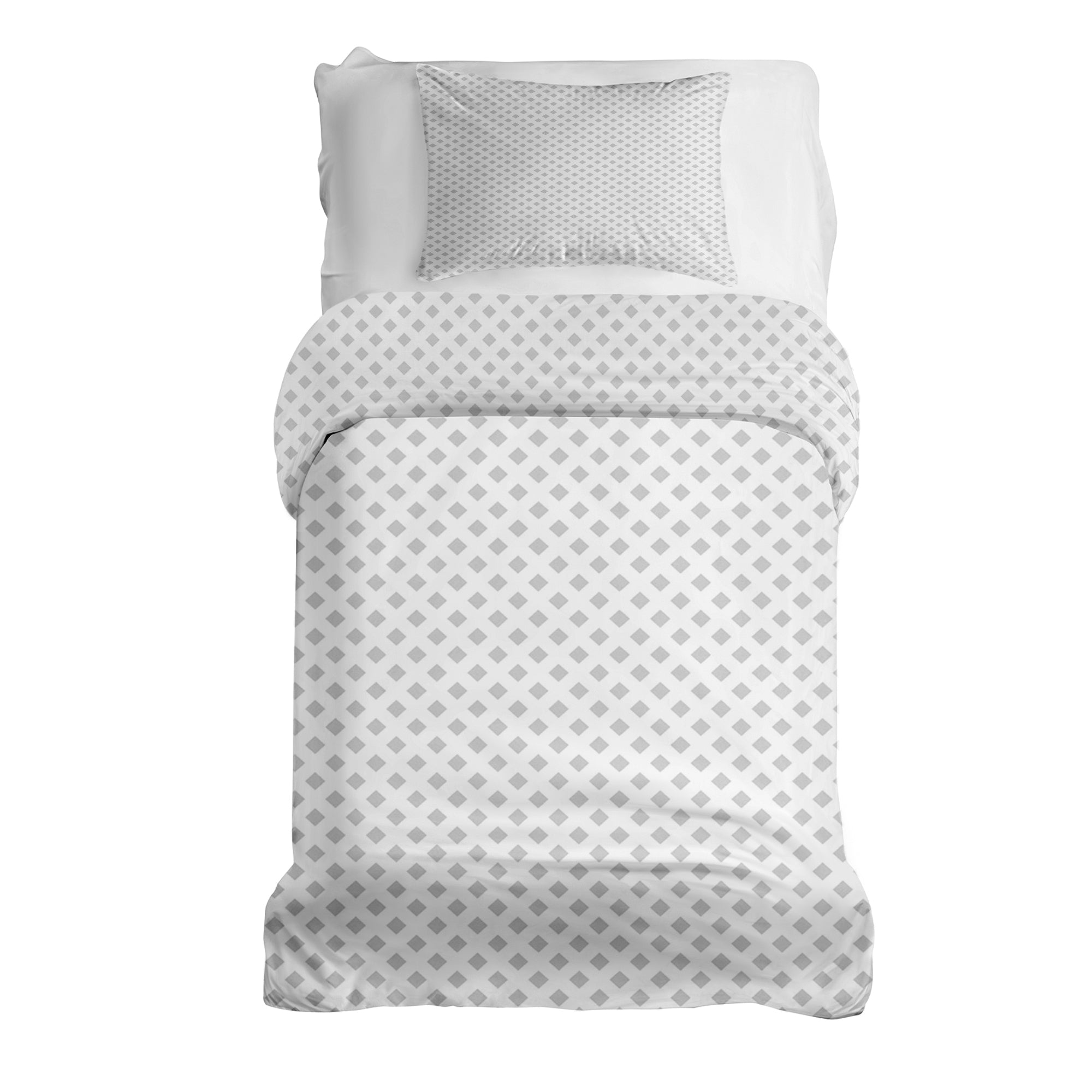 Set di biancheria da letto con coperte terapeutiche bianco con delicati quadretti
