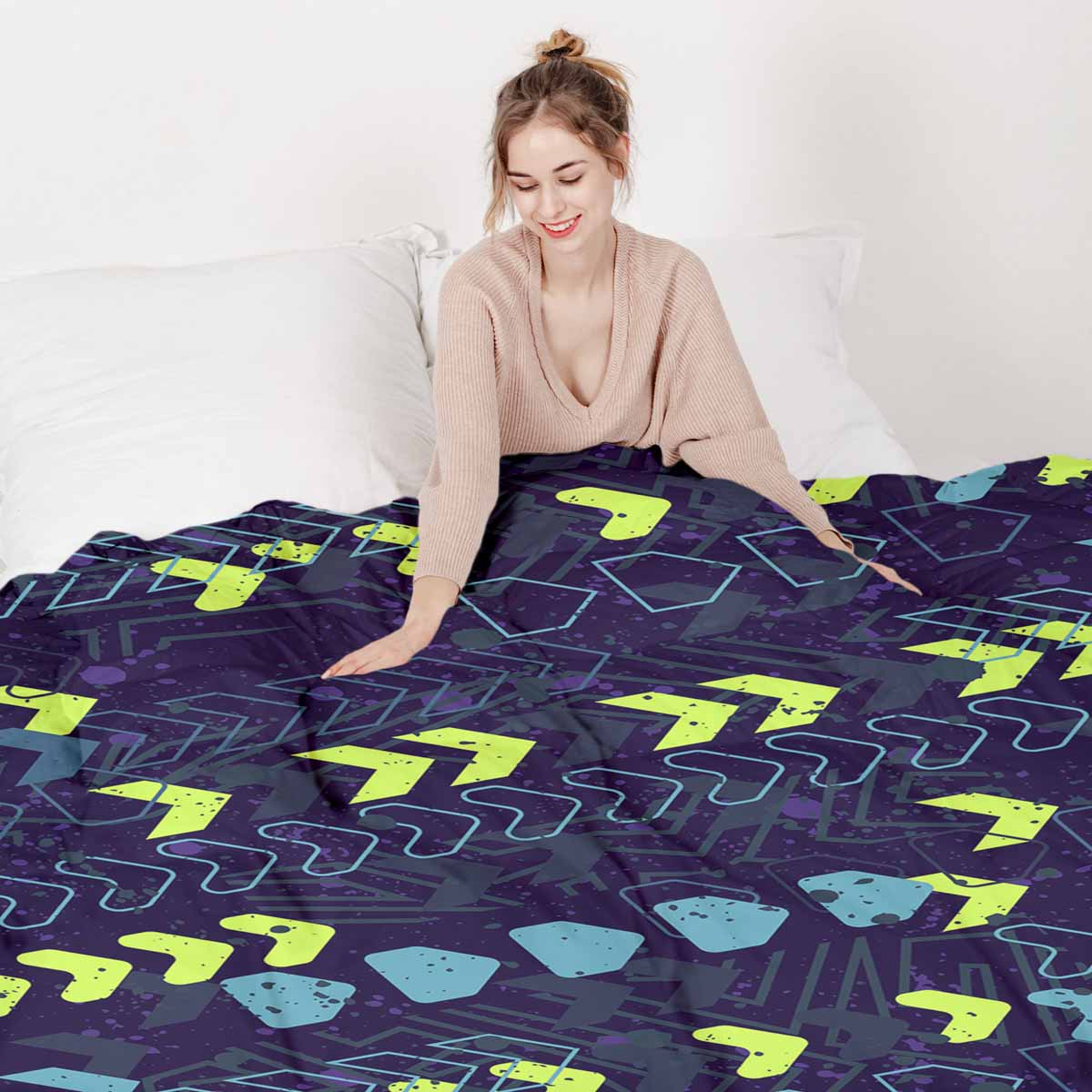 Coperta terapeutica originale - Rivestimento in cotone blu scuro con frecce