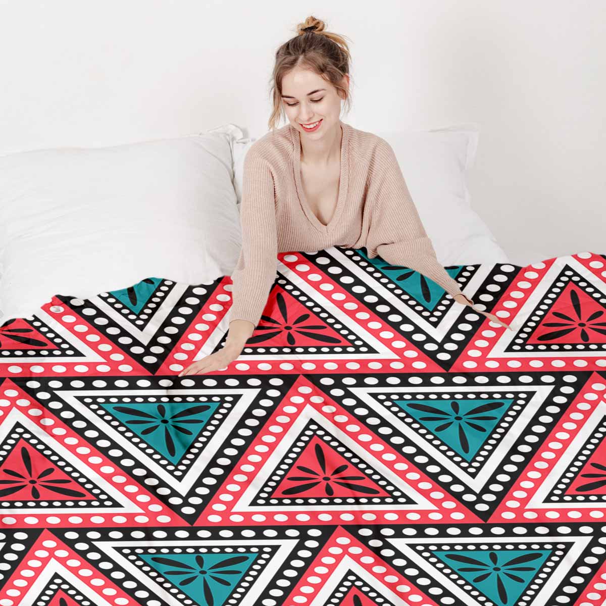 Set di biancheria da letto con coperte terapeutiche e triangoli colorati