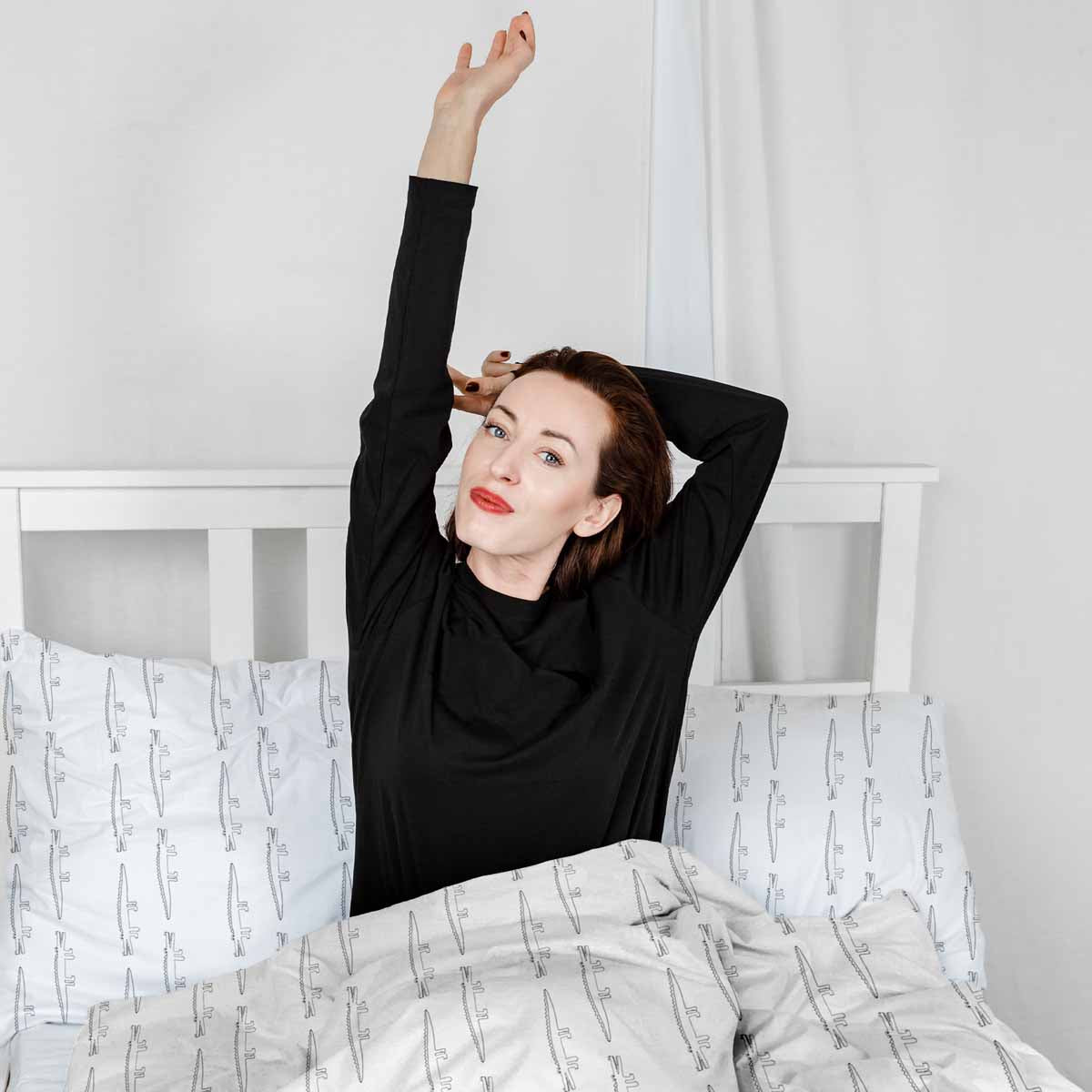 Set di biancheria da letto con coperte terapeutiche bianche con coccodrilli