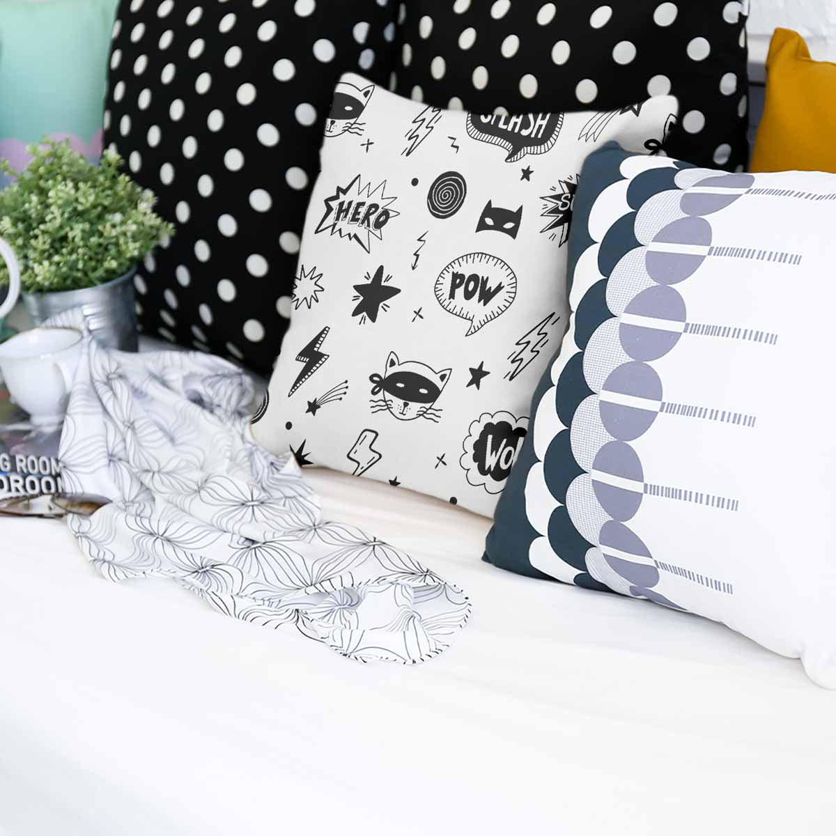 Cuscino salute bianco supereroi