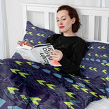 Set di biancheria da letto con coperte terapeutiche blu scuro con frecce