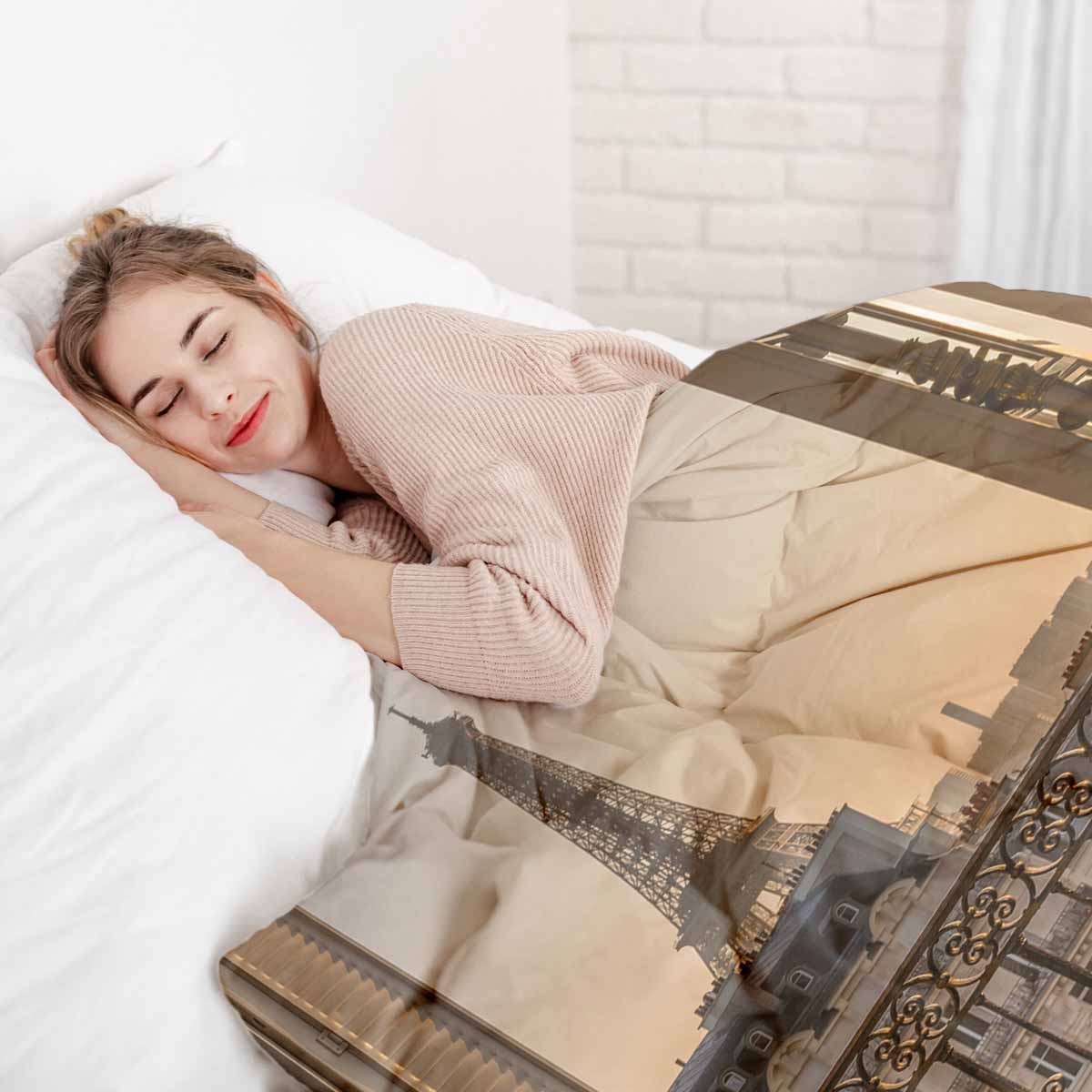 Set di biancheria da letto con coperta terapeutica gialla Parigi