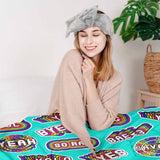 Coperta terapeutica originale - Rivestimento in cotone turchese con scritte