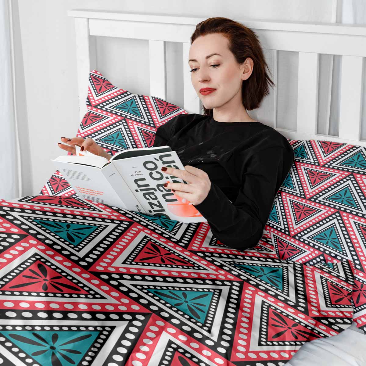 Set di biancheria da letto con coperte terapeutiche e triangoli colorati