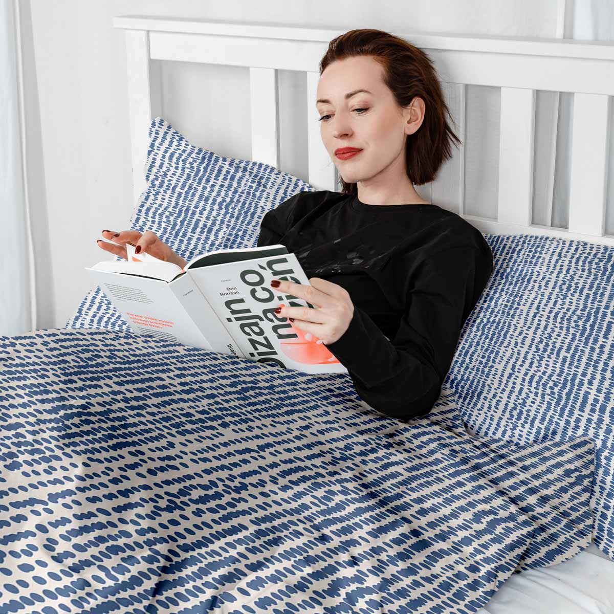 Set di biancheria da letto con coperte terapeutiche a pois blu