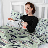 Set di biancheria da letto con coperta terapeutica verde chiaro con sushi