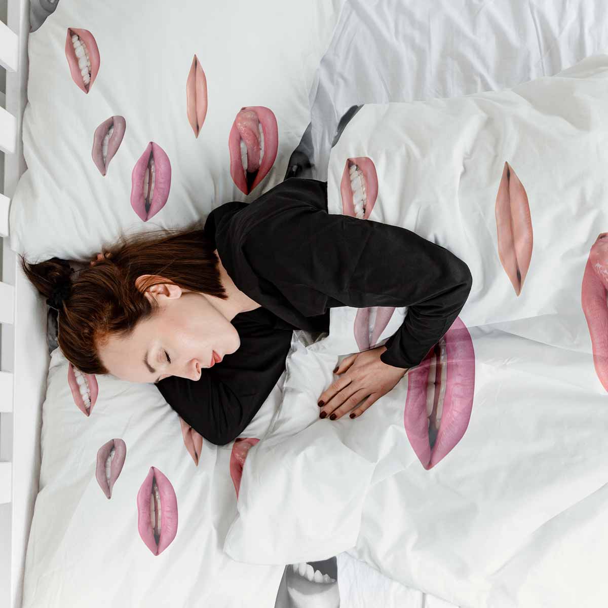 Coperta terapeutica originale - Rivestimento in cotone bianco con labbra