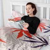 Set di biancheria da letto con coperta terapeutica beige con foglie colorate