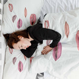 Set di biancheria da letto con coperte terapeutiche bianco con labbra