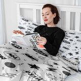 Set di biancheria da letto con coperte terapeutiche bianche con supereroi
