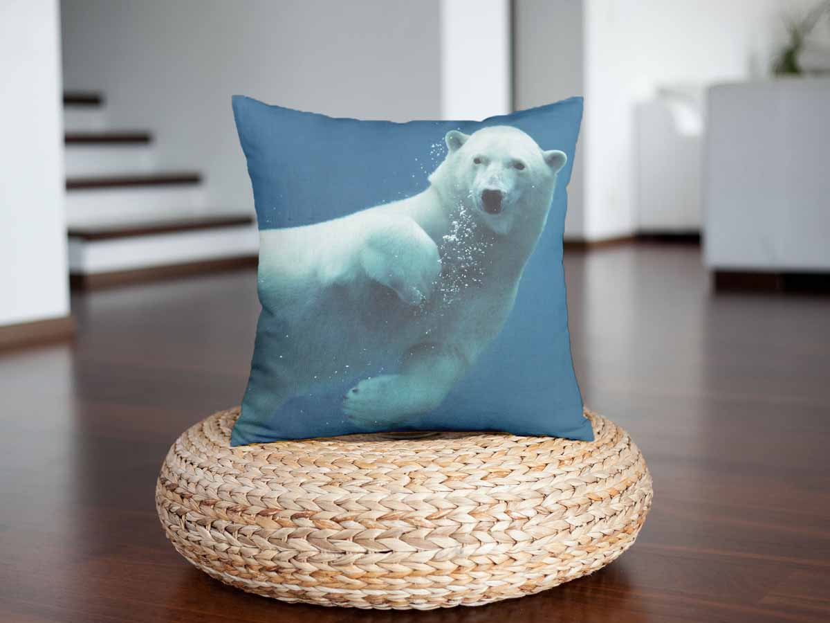 Cuscino sanitario blu con orso polare