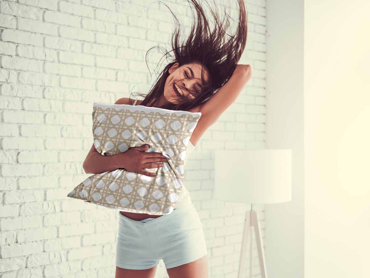 Cuscino sanitario bianco con cerchi beige