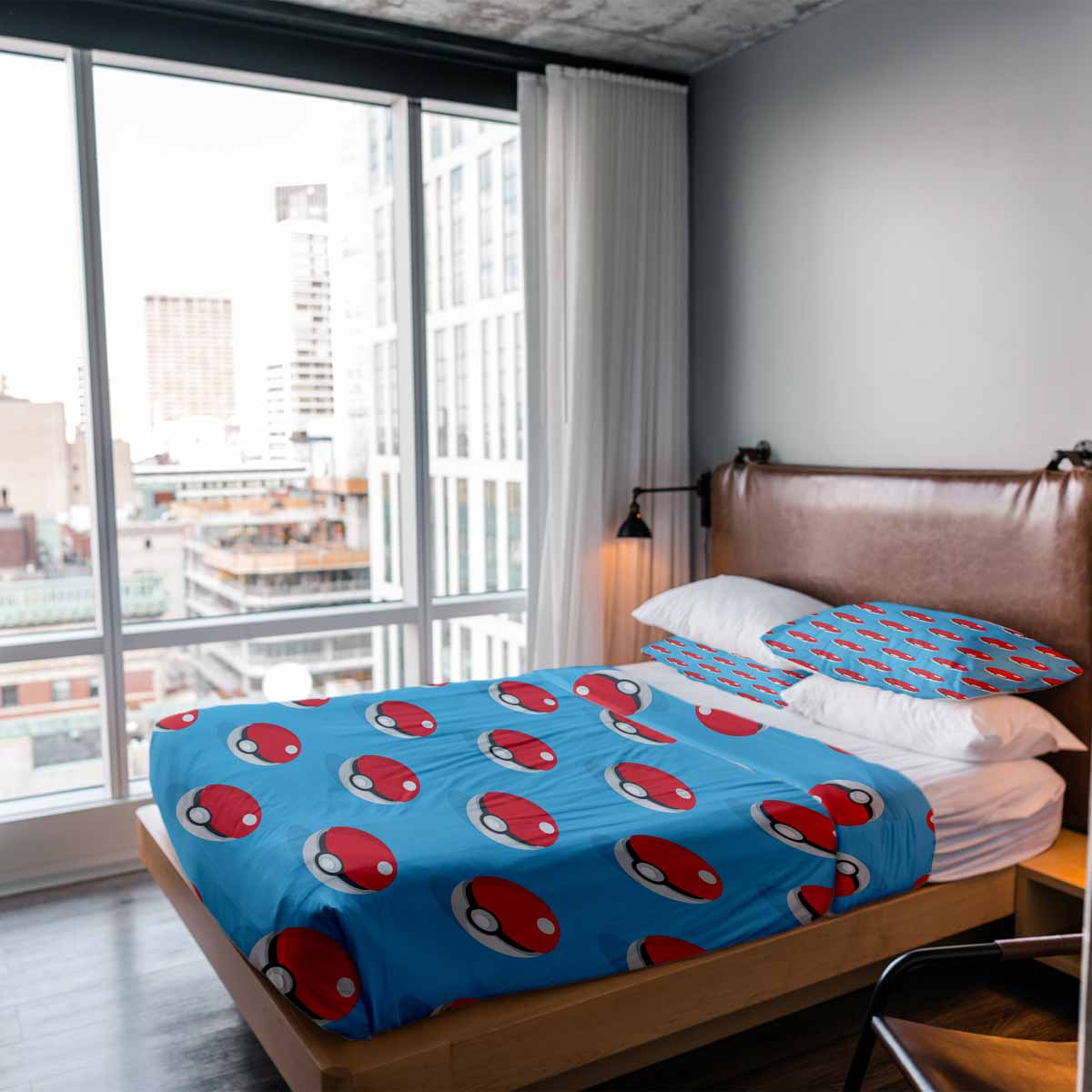 Set di biancheria da letto con coperta terapeutica azzurro chiaro con Pokemon