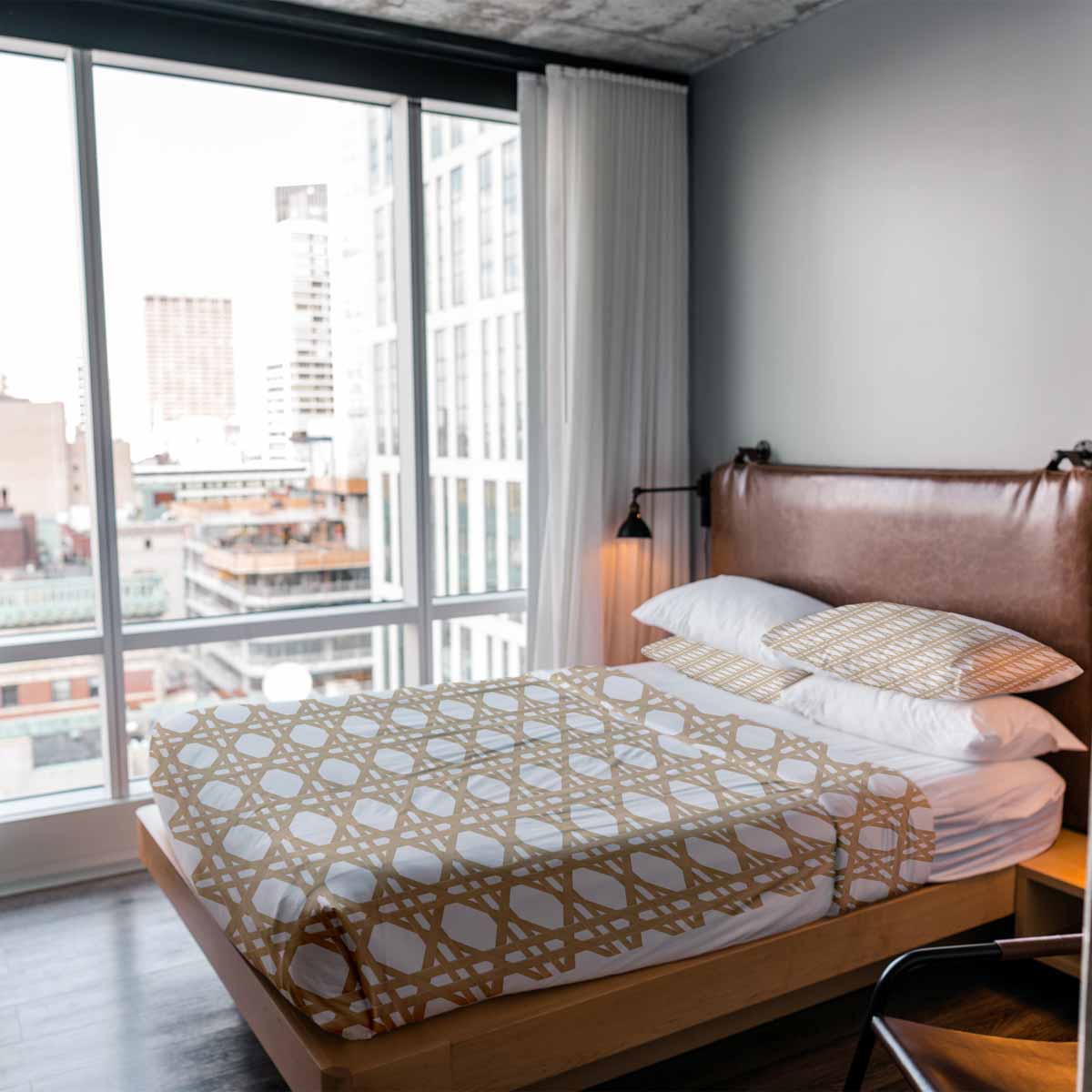 Coperta terapeutica originale - Rivestimento in cotone bianco con cerchi beige