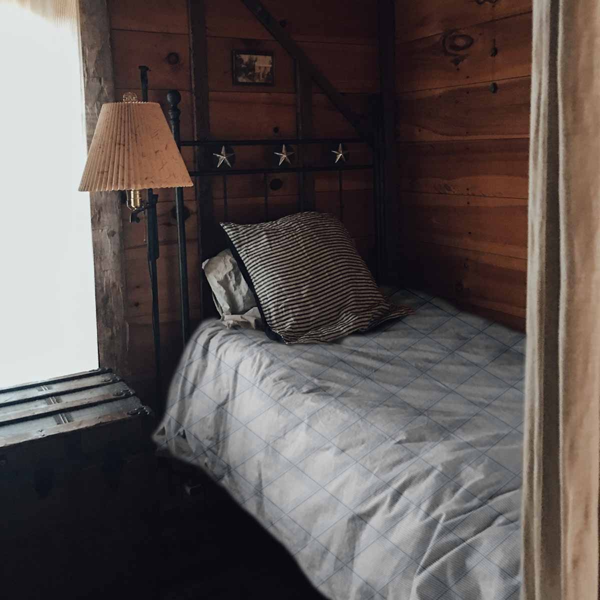 Set di biancheria da letto con coperta terapeutica bianco blu a quadri