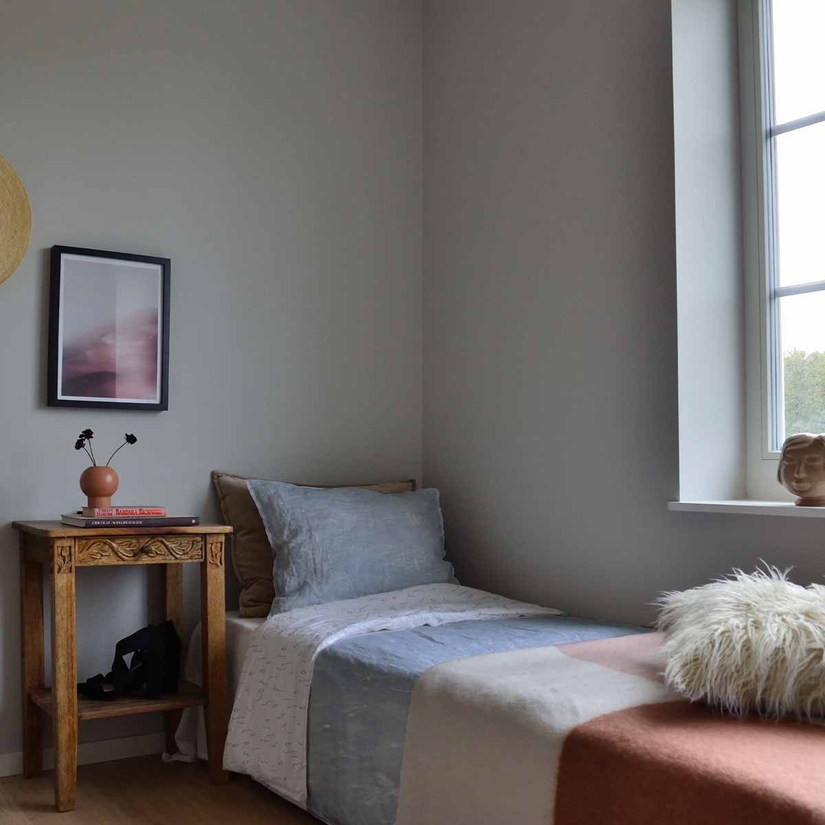 Set di biancheria da letto con coperta terapeutica grigia con fiocchi di neve