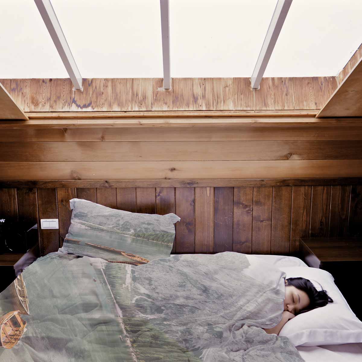 Coperta terapeutica originale - Rivestimento in cotone Lago con barche