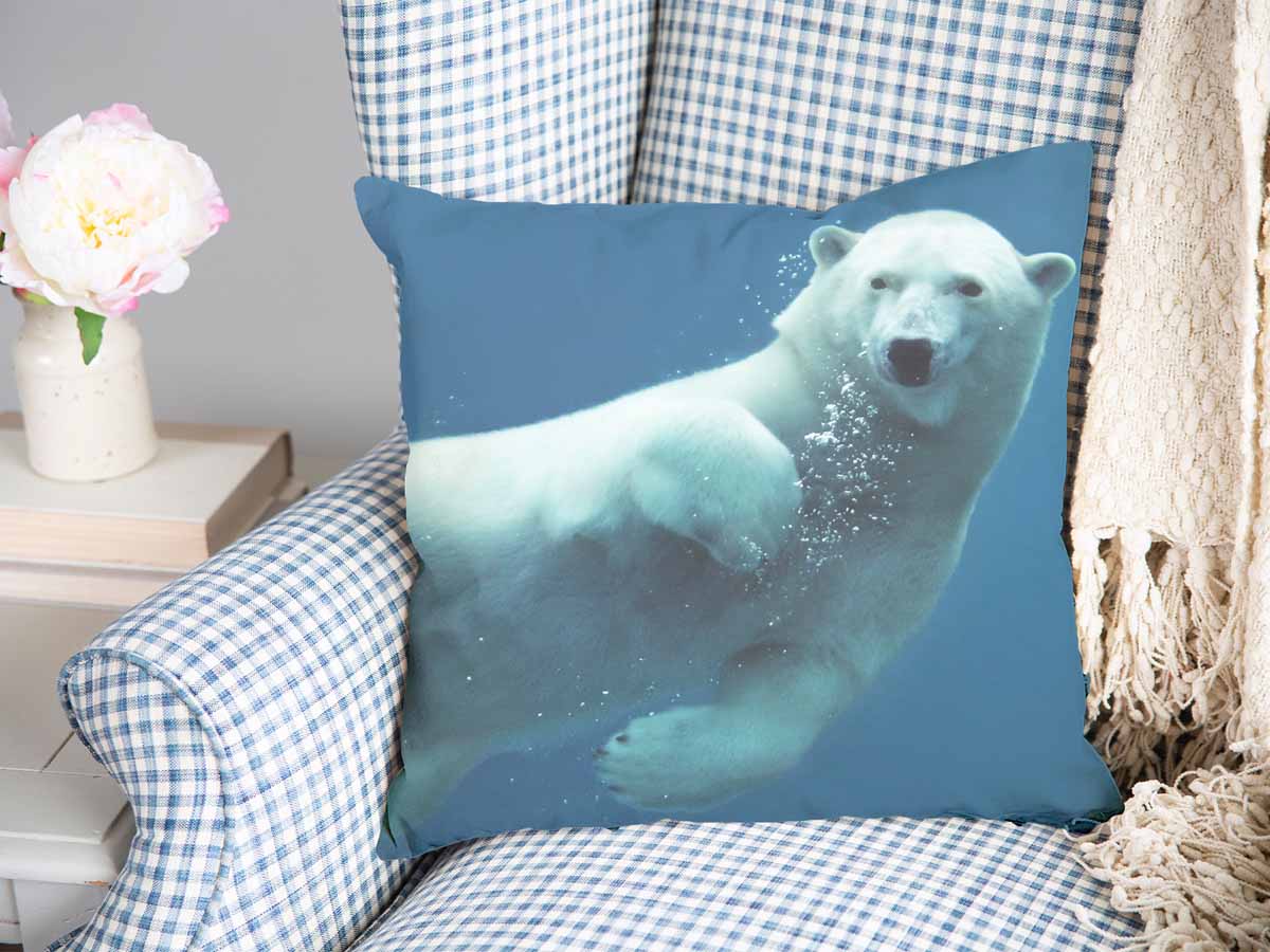 Cuscino sanitario blu con orso polare