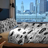 Set di biancheria da letto con coperte terapeutiche bianche con supereroi