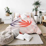 Set di biancheria da letto con coperta terapeutica beige con foglie colorate