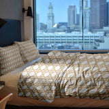 Set di biancheria da letto con coperte terapeutiche bianco con cerchi beige