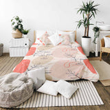 Set di biancheria da letto con coperta terapeutica beige con volto astratto