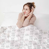 Set di biancheria da letto con coperta terapeutica bianca con gatto