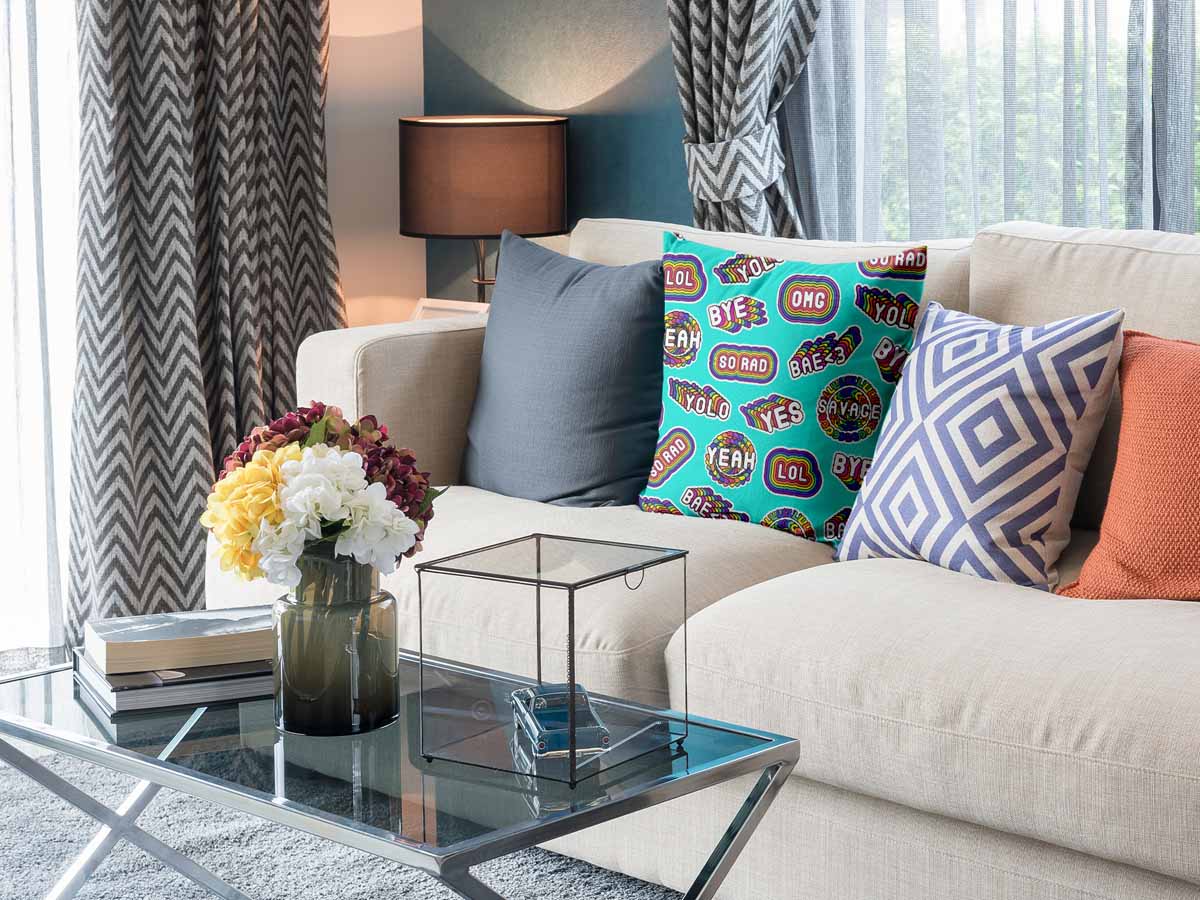 Cuscino salute turchese con scritte