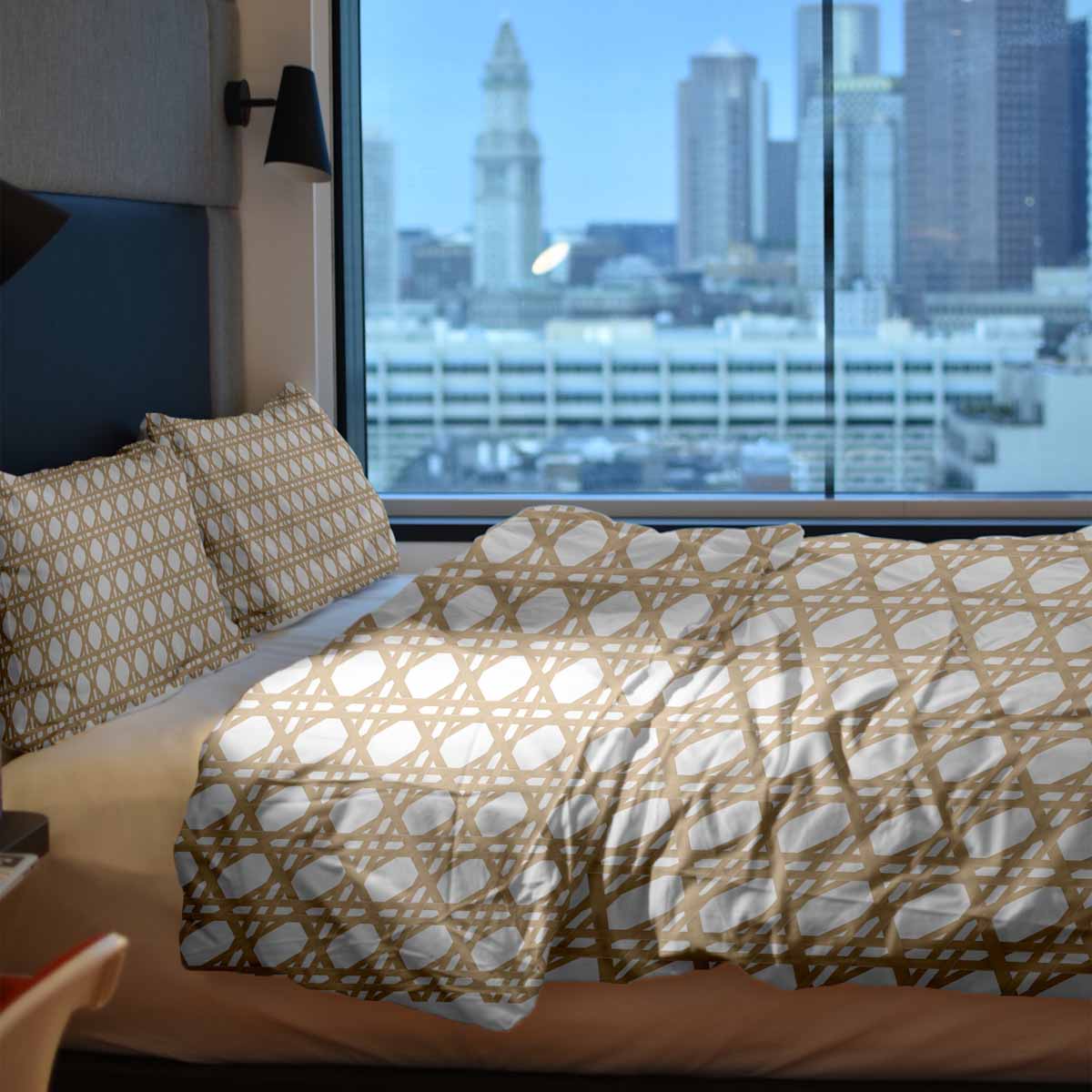 Coperta terapeutica originale - Rivestimento in cotone bianco con cerchi beige