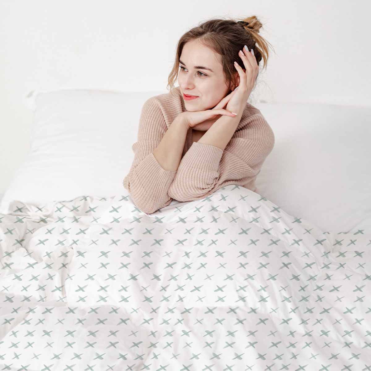 Set di biancheria da letto con coperte terapeutiche con croci verdi