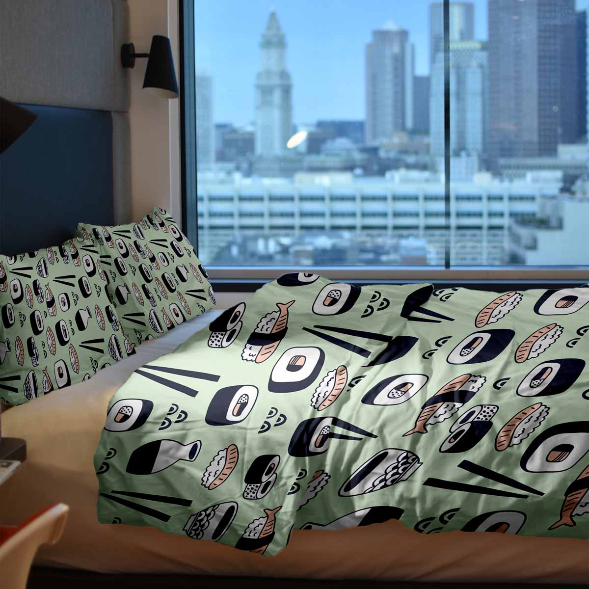 Coperta terapeutica originale - Rivestimento in cotone verde chiaro con sushi