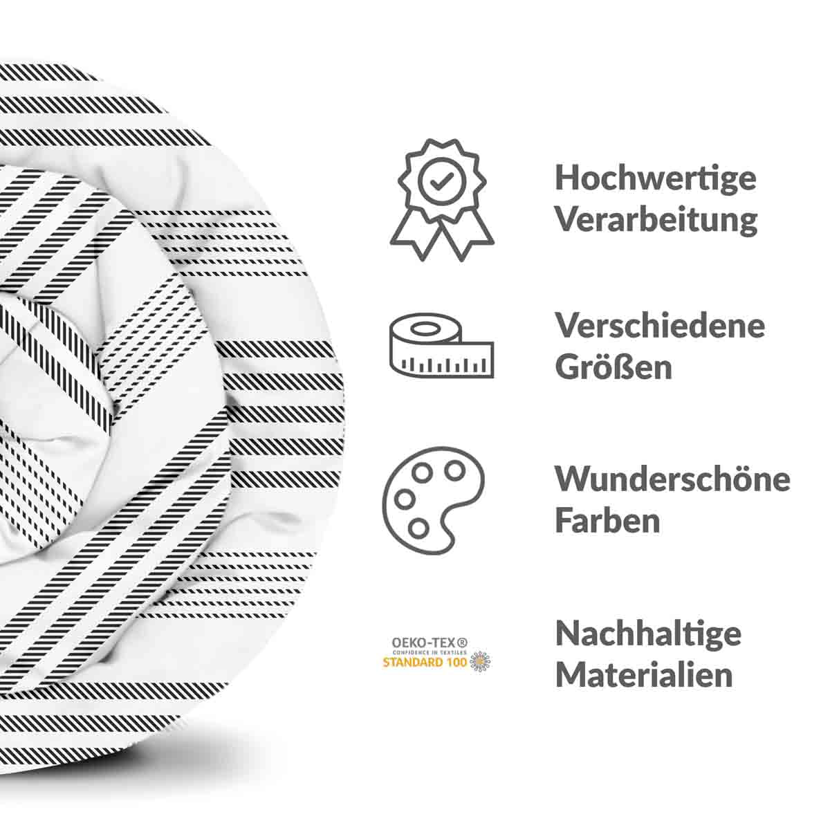 Coperta terapeutica originale - Rivestimento in cotone grigio con strisce spesse e sottili