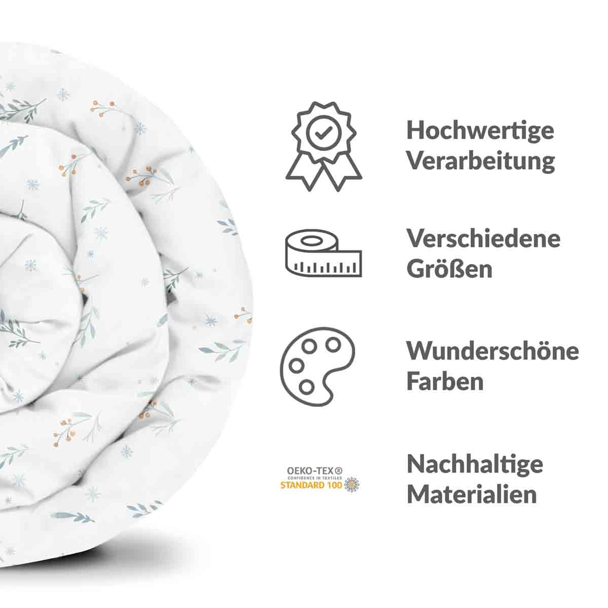 Set di biancheria da letto con coperta terapeutica bianca con fiori primaverili