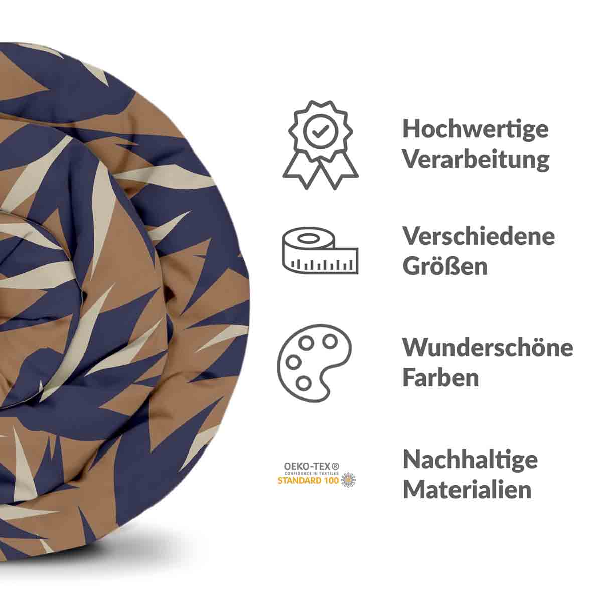 Set di biancheria da letto con coperte terapeutiche marrone con foglie blu