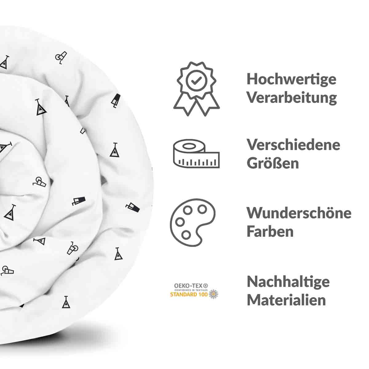 Set di biancheria da letto con coperta terapeutica bianca cocktail