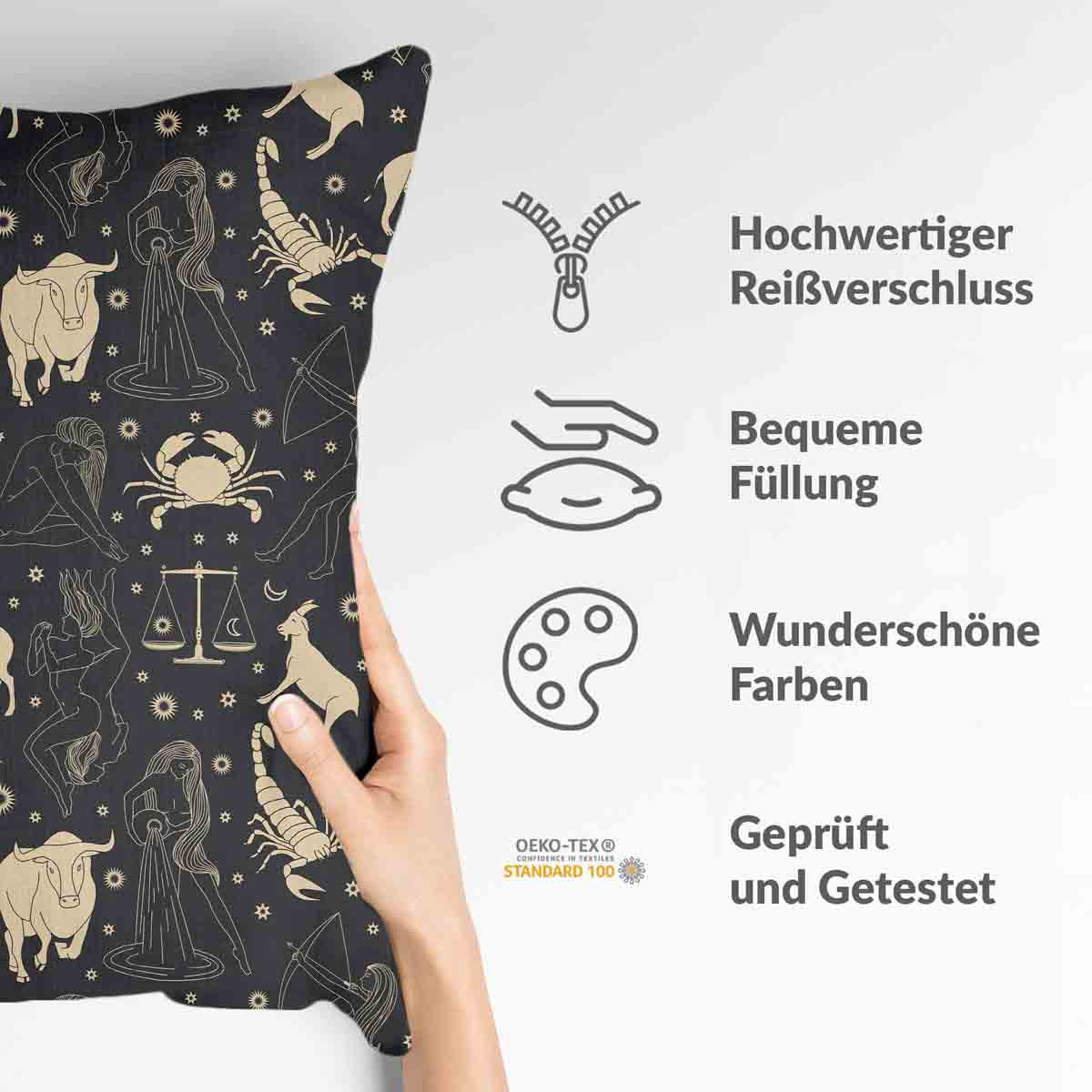 Cuscino salute nero costellazioni