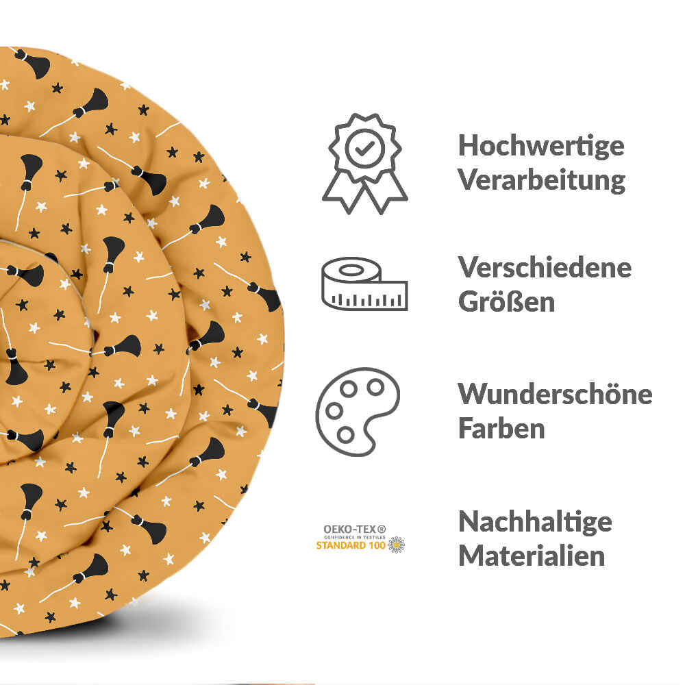 Set di biancheria da letto con coperta terapeutica arancione con scopa di Potter