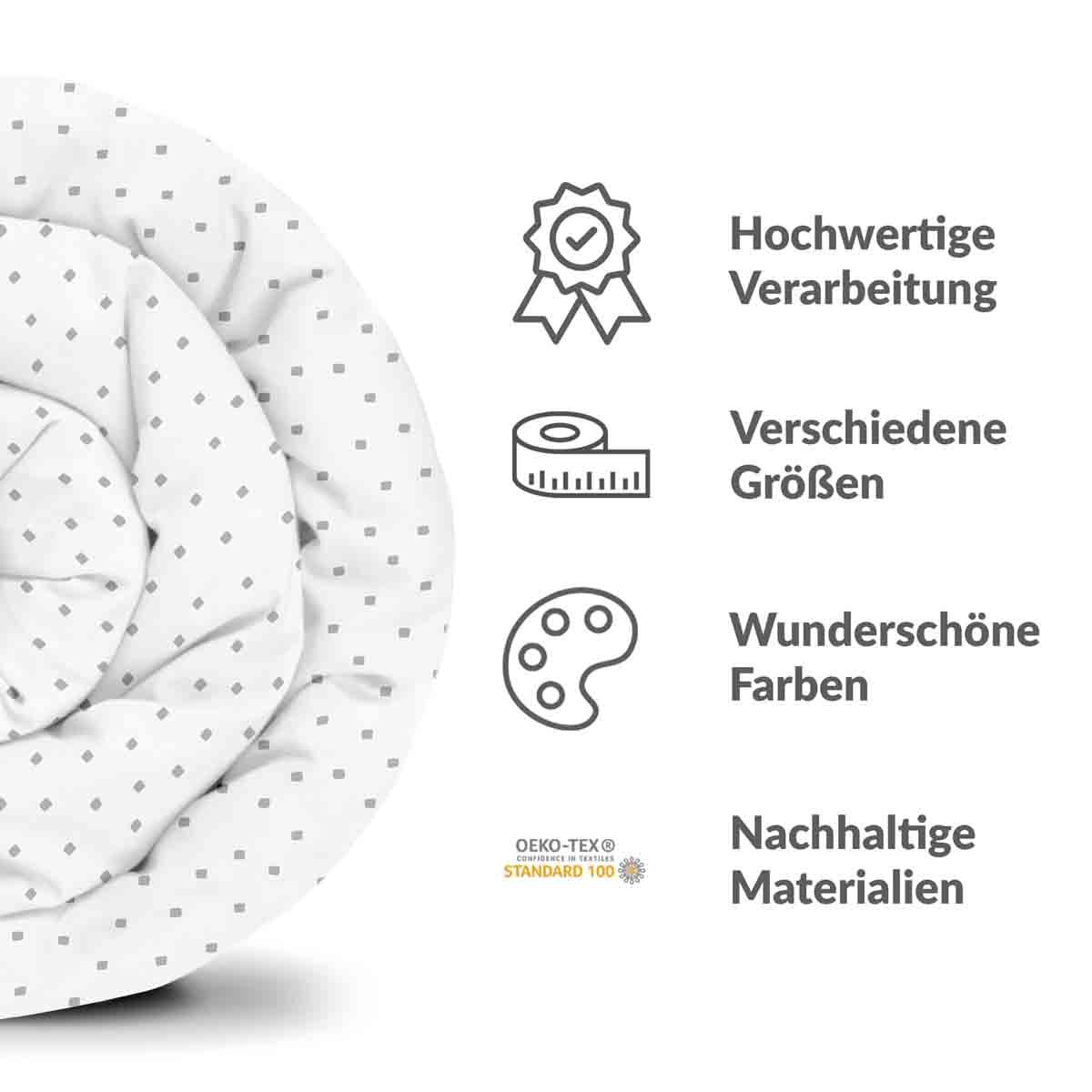 Set di biancheria da letto con coperte terapeutiche a pois grigio