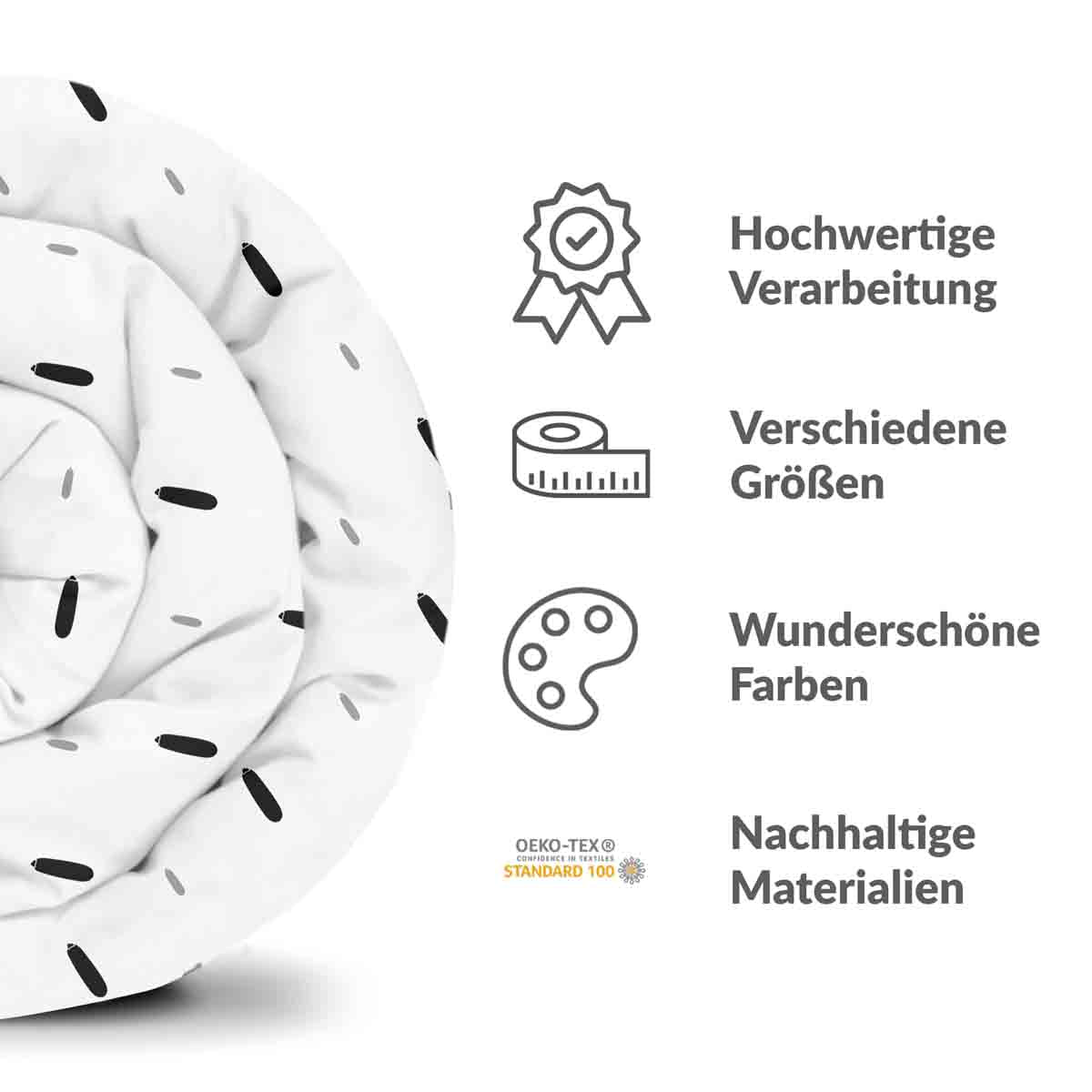 Set di biancheria da letto con coperte terapeutiche bianco con linee corte