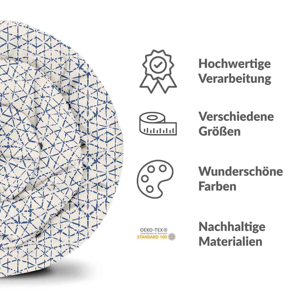 Set di biancheria da letto con coperte terapeutiche bianco con delicate forme blu