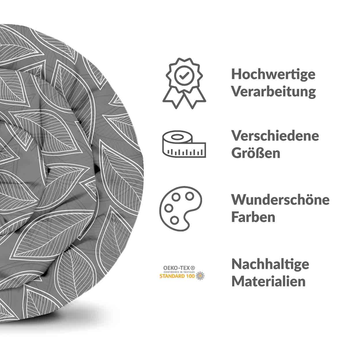 Coperta terapeutica originale - Rivestimento in cotone grigio con foglie di palma bianche