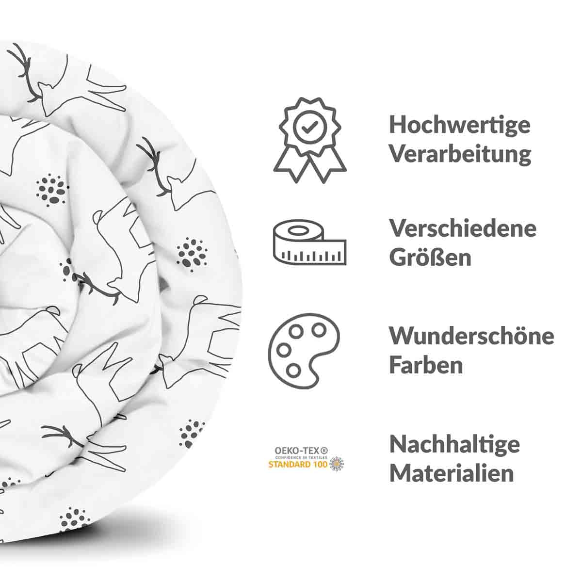 Coperta terapeutica originale - Rivestimento in cotone bianco con cervo