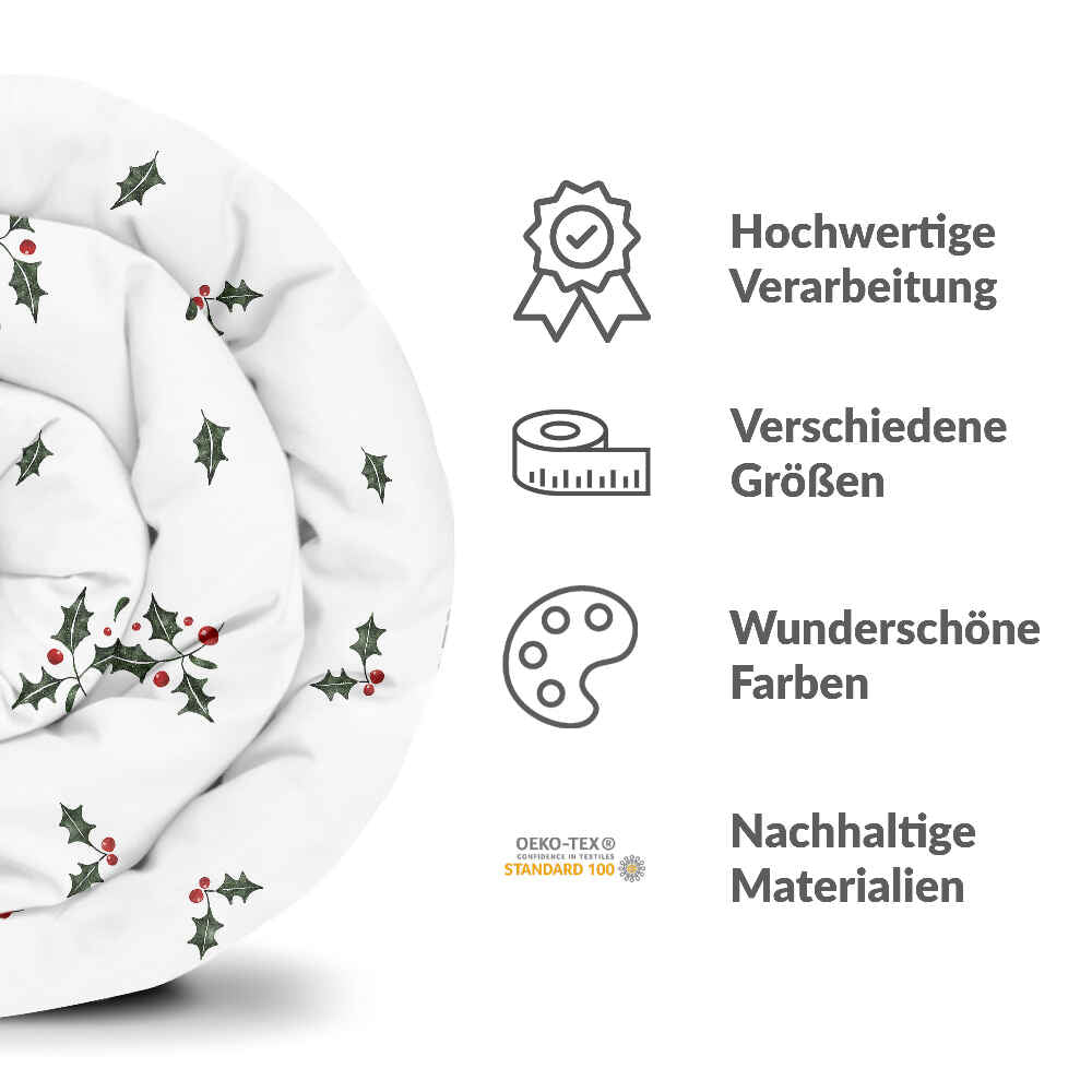 Set di biancheria da letto con coperte terapeutiche bianco rametti di vischio