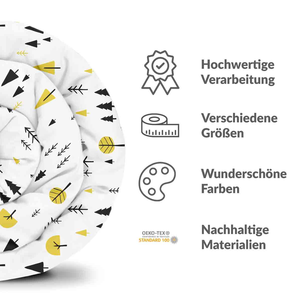 Set di biancheria da letto con coperte terapeutiche e alberi gialli