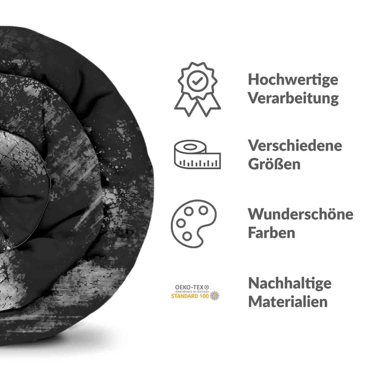 Set di biancheria da letto con coperta terapeutica nera con motivo mélange