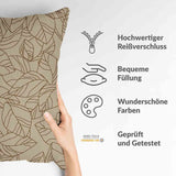 Cuscino per la salute beige con foglia nera