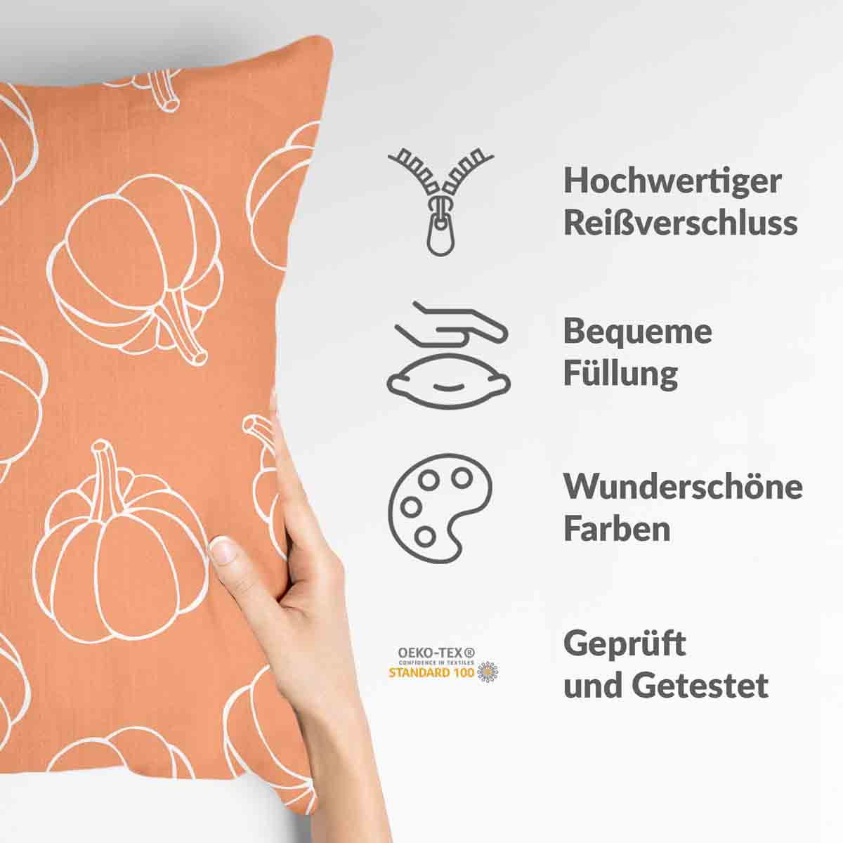 Cuscino salute arancione con zucca