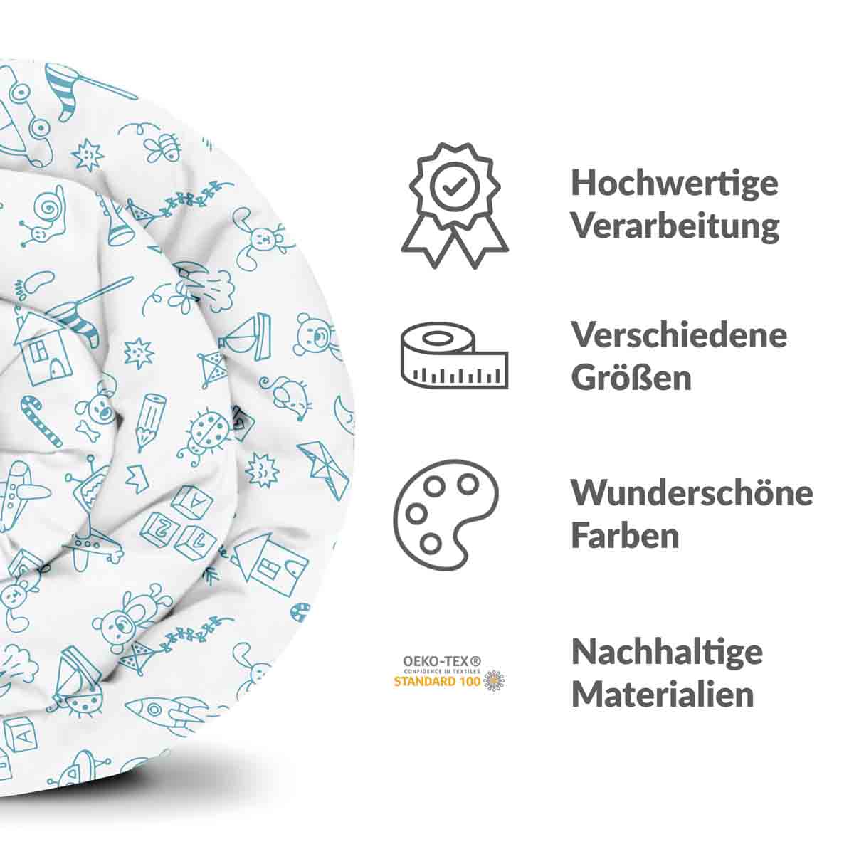 Coperta terapeutica originale - Rivestimento in cotone bianco con giocattoli